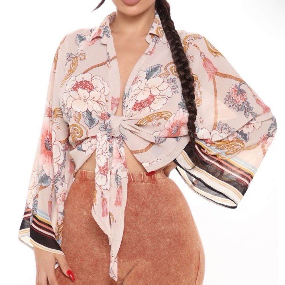 Floral Front Tie Top